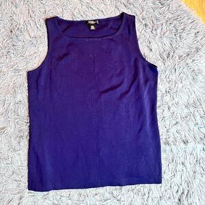 St. John Blue Wool Sleeveless Shell Top Size L